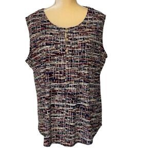 Jones Studio 1X Sleeveless Multi Button Front Top